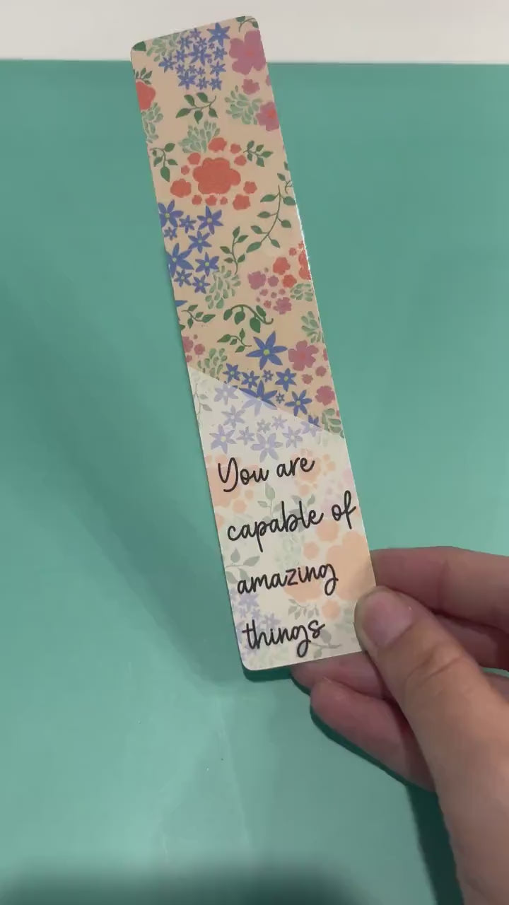 Peachy Floral Bookmark Double Sided - 1.5" x7"