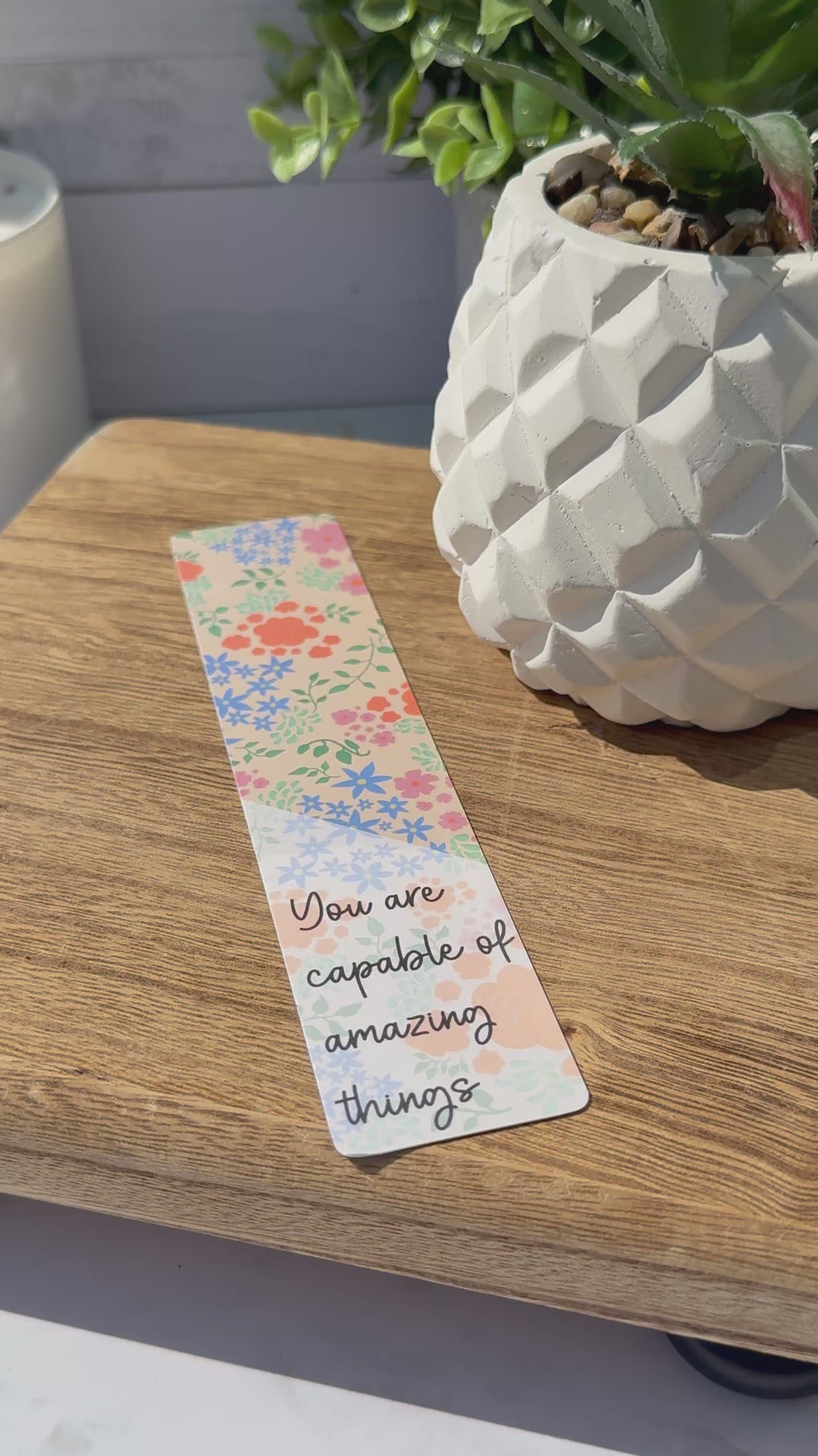 Peachy Floral Bookmark Double Sided - 1.5" x7"