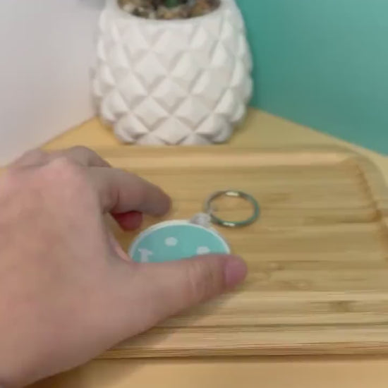 Smile Face Acrylic Keychain - Teal