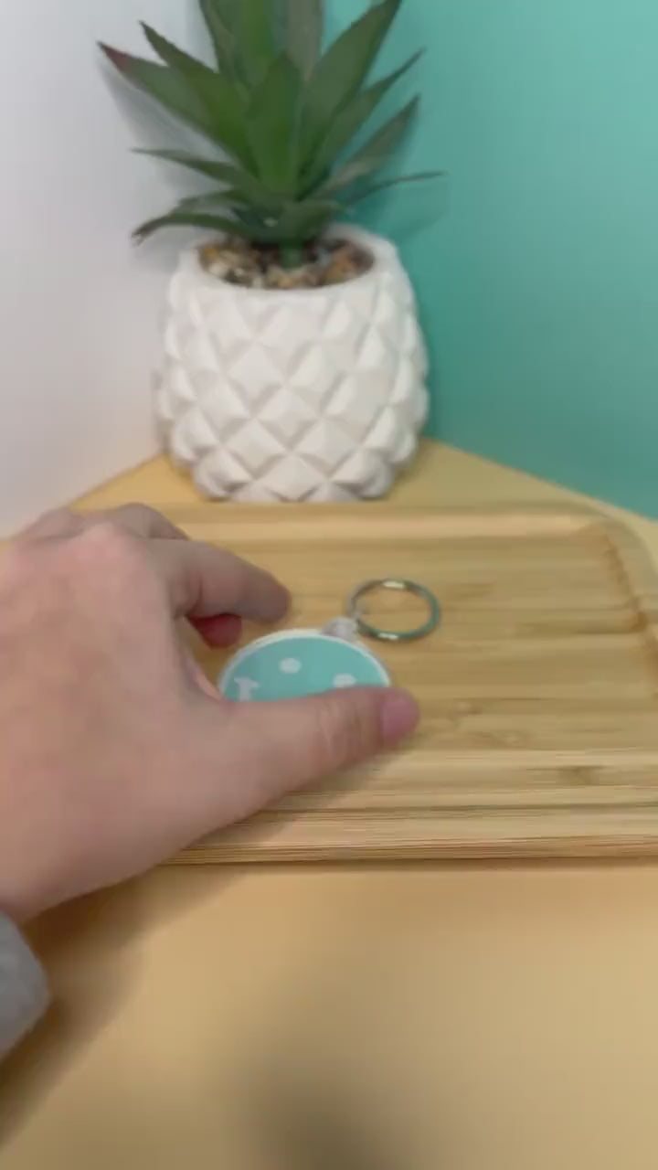 Smile Face Acrylic Keychain - Teal