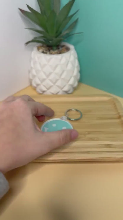 Smile Face Acrylic Keychain - Teal