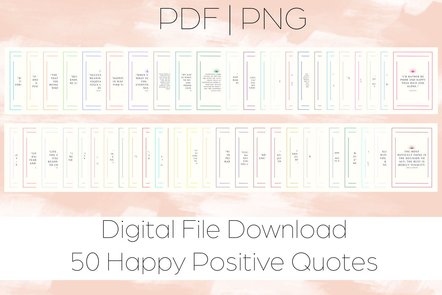 50 Happy Positive Quotes Digital Files - Classroom Posters, Childs Room Posters