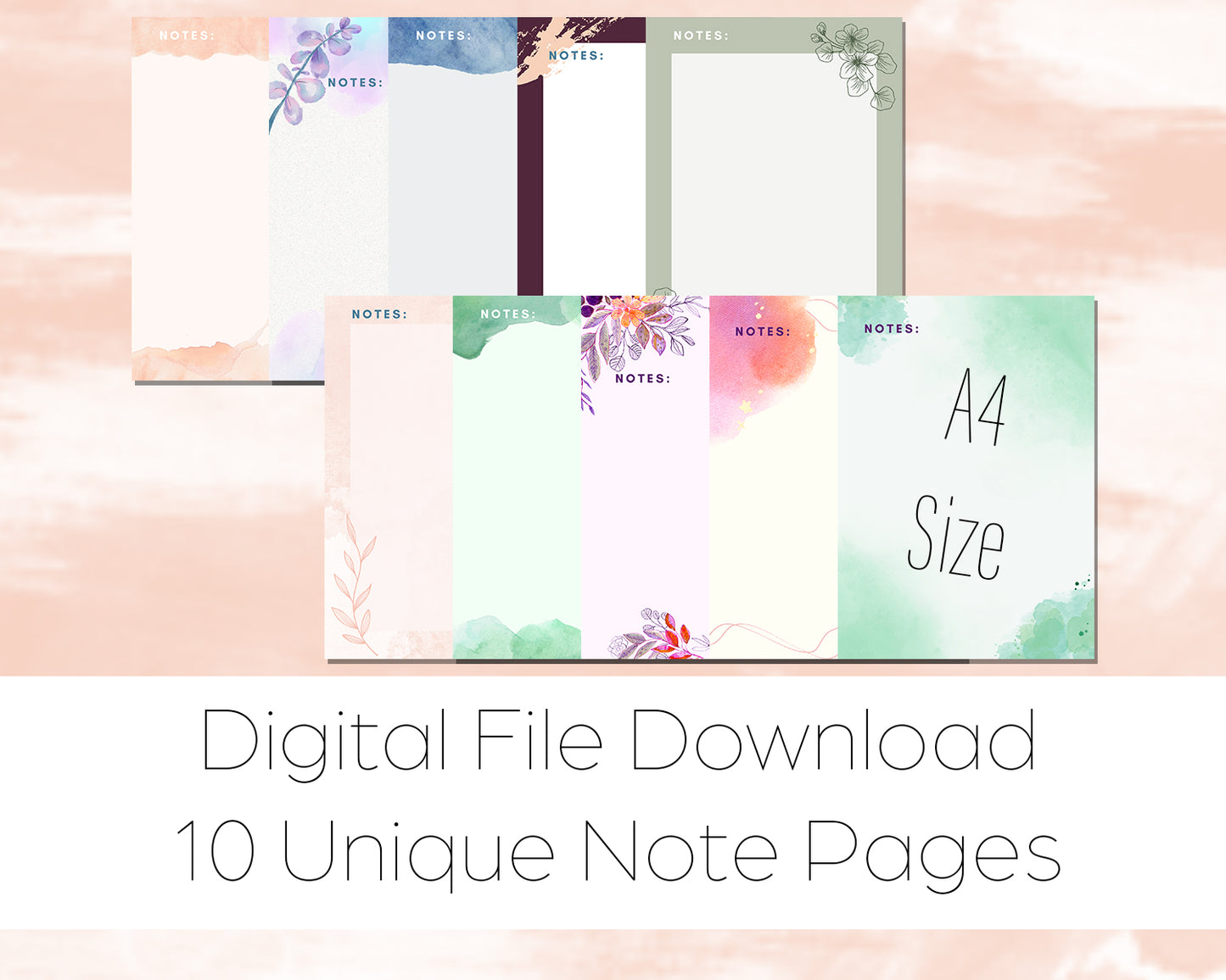10 Digital Note Pages - Planner pages, Classroom Notes