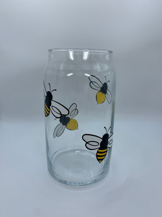 Bee Cold Brew Glass 16oz - Bee Collection | Bee Gift