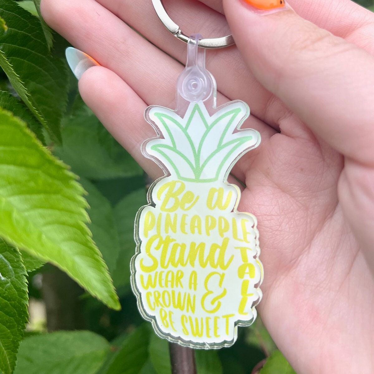 Stand Tall Pineapple Keychain | Positive Keychain | Motivational Keychain | Wear a Crown