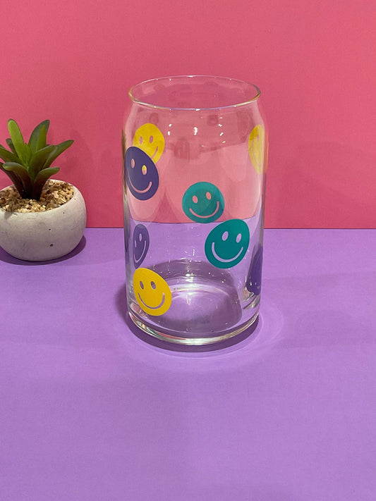 Smiley Face Glass Beer Cup