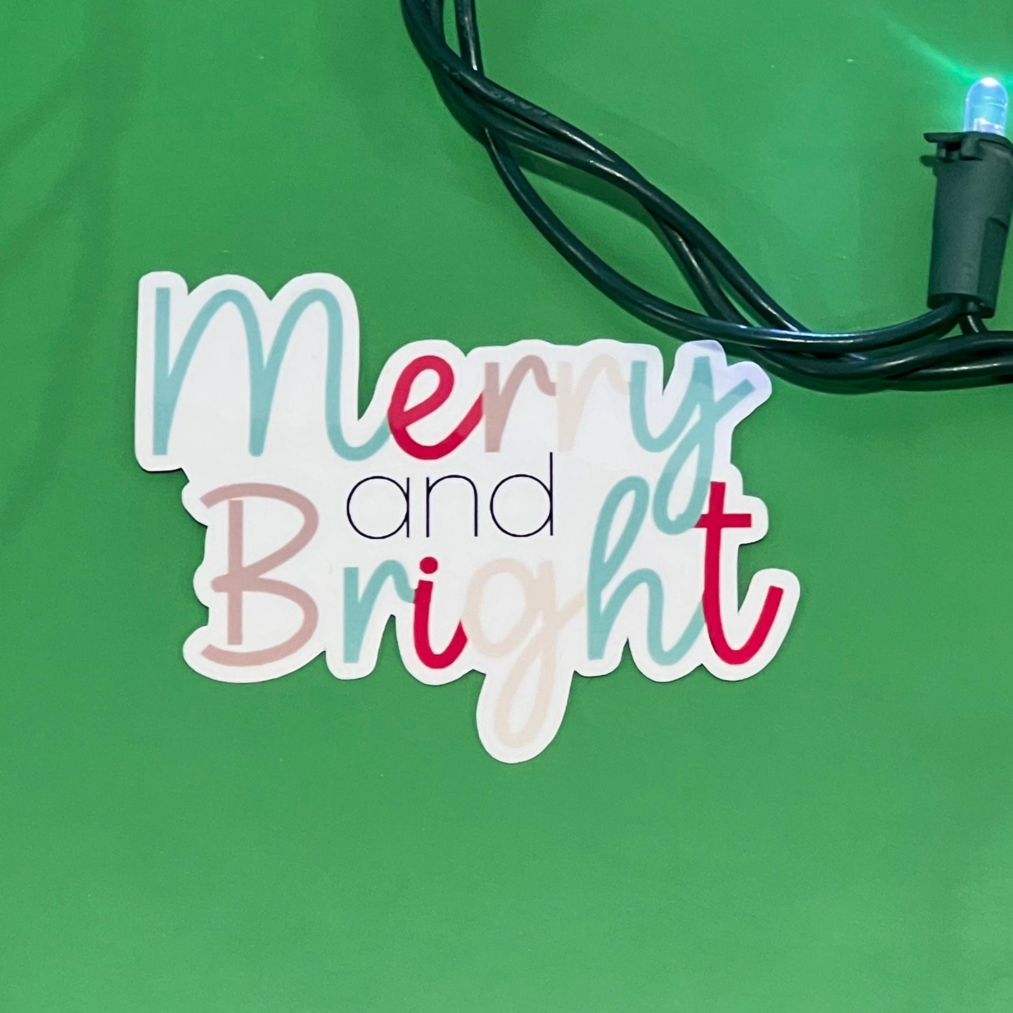 Merry and Bright Waterproof Sticker | Holiday Sticker | Festive Sticker