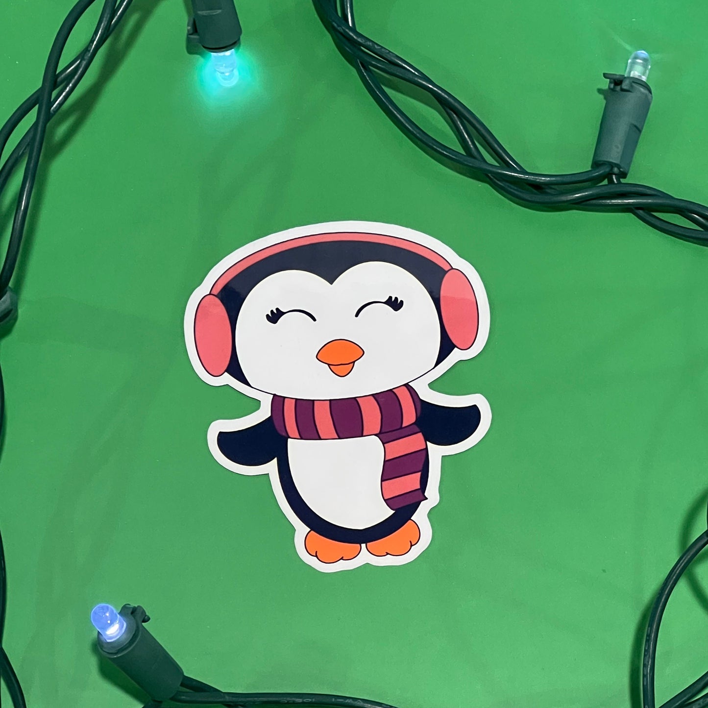Happy Eyelash Penguin Waterproof Sticker | Penguin Sticker | Festive Sticker | Holiday Sticker