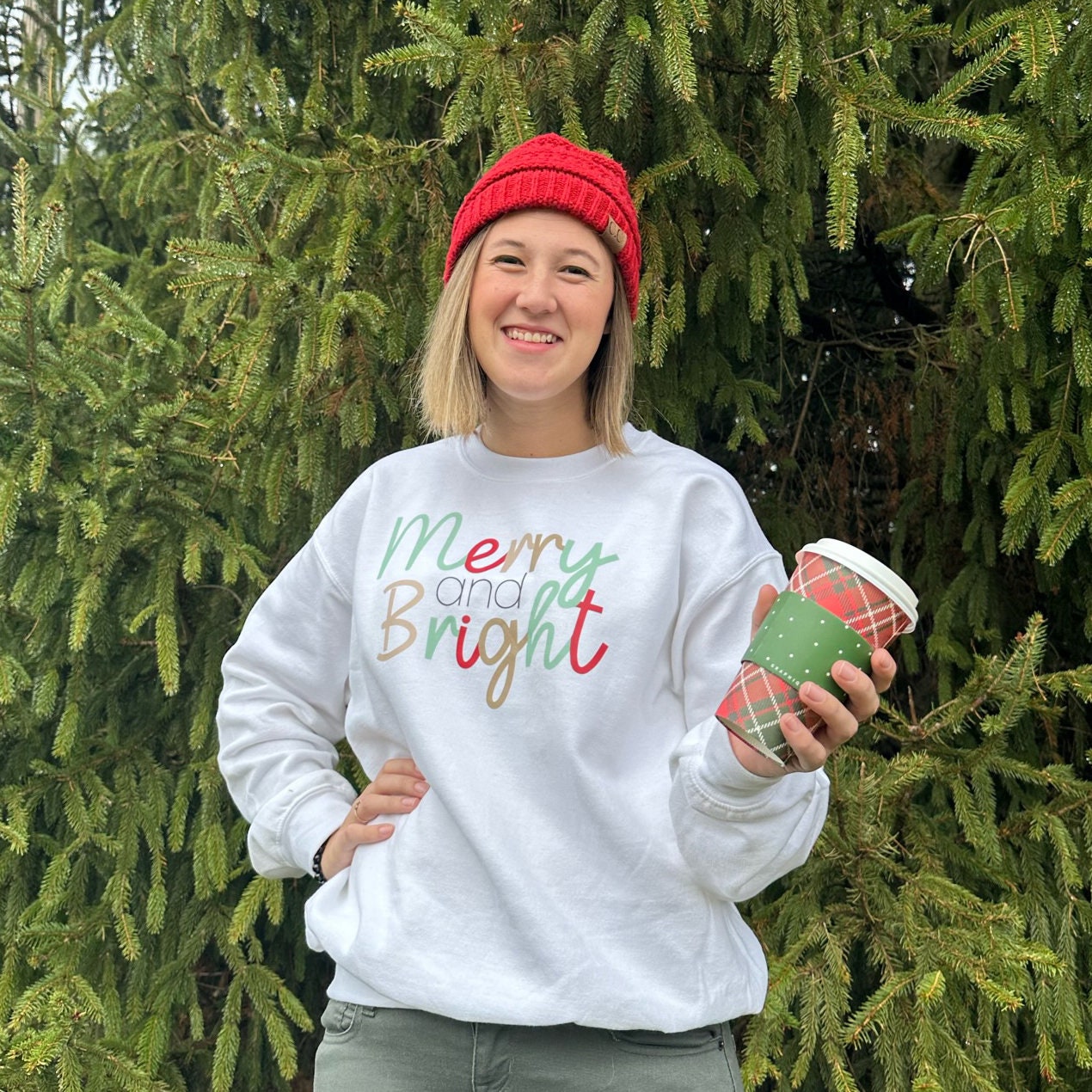 Merry and Bright Sweatshirt | Holiday Sweatshirt | Festive Sweatshirt