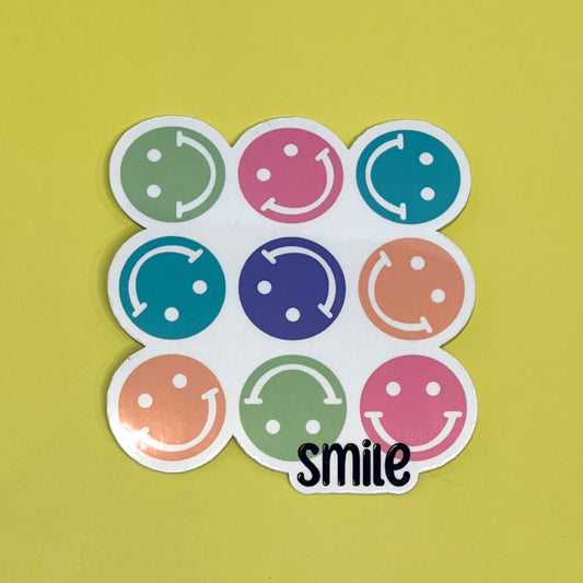 9 Square Smile Face Waterproof Sticker