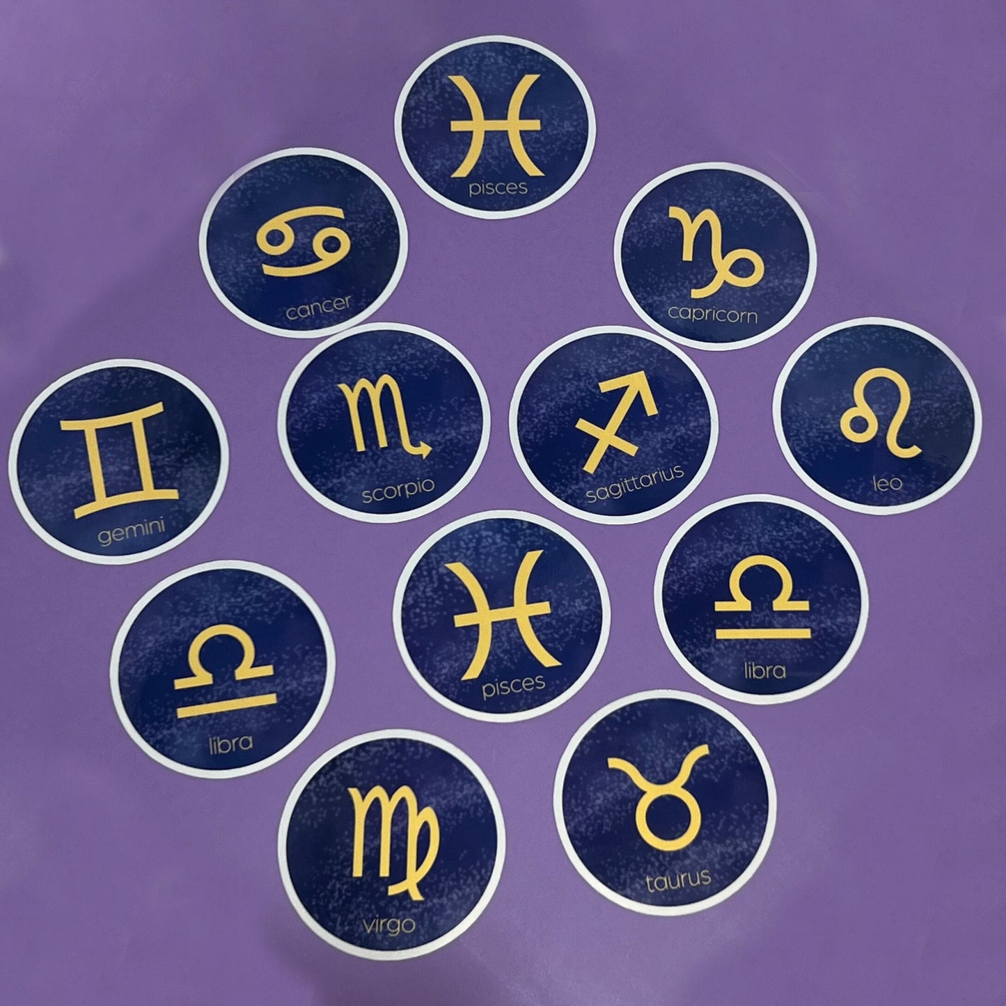 Zodiac Symbol 3" Circle Waterproof Stickers