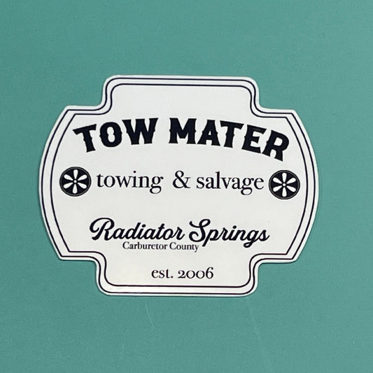 Tow Mater Towing & Salvage Cars Inspired Waterproof Sticker - Disney Movie
