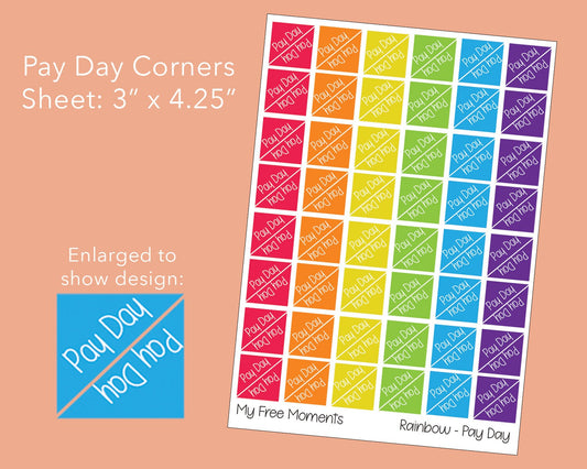 Pay Day Corner Planner Stickers - Rainbow Theme