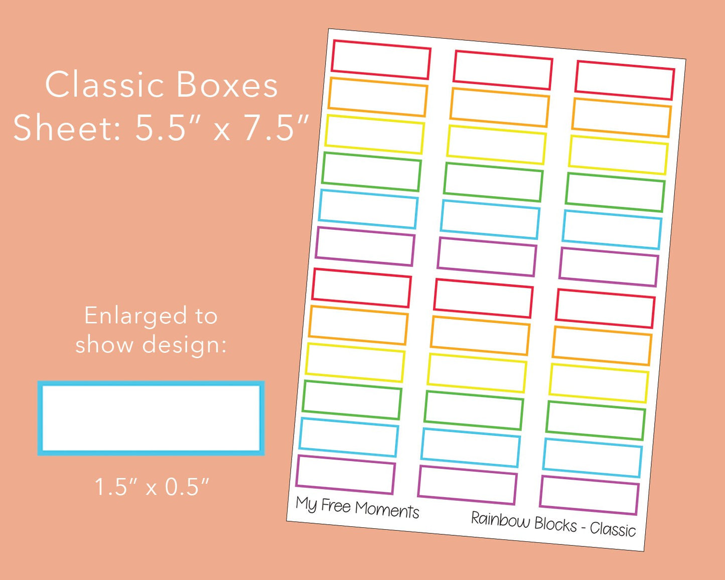 Classic Boxes 1.5" x 0.5" - Planner Sticker Sheet